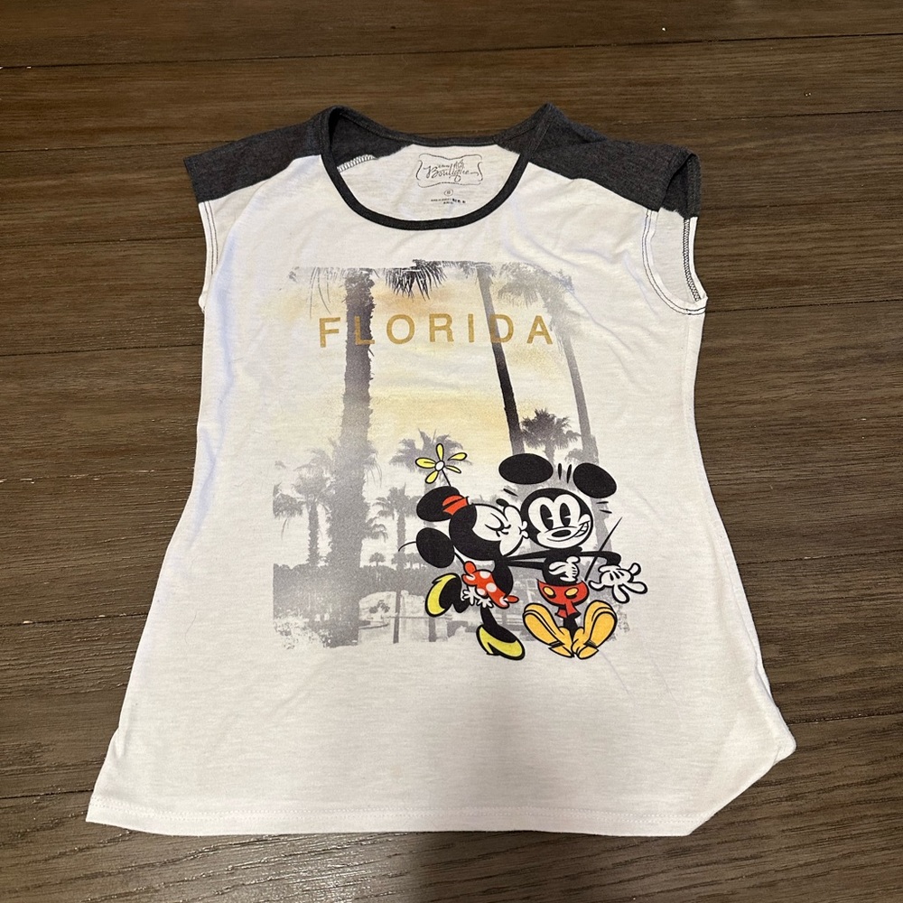 Women's XS Disney Mickey & Minnie Florida Graphic Tee White and Black